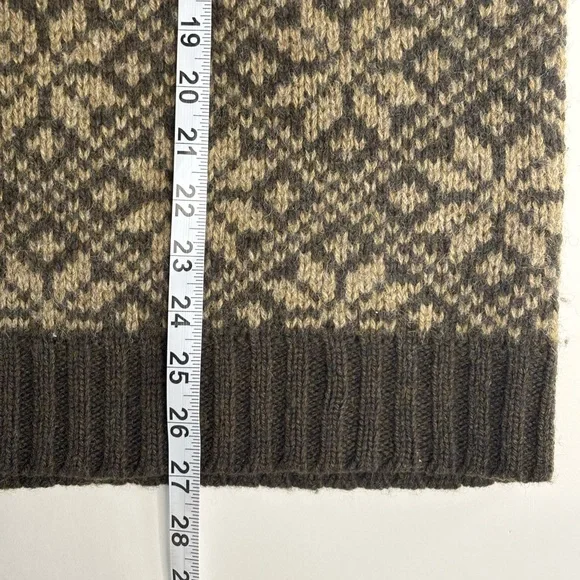 Vintage 90s Fogcutter Moss Brown Nordic Print 100% Wool Heavy Winter Sweater‎ XL